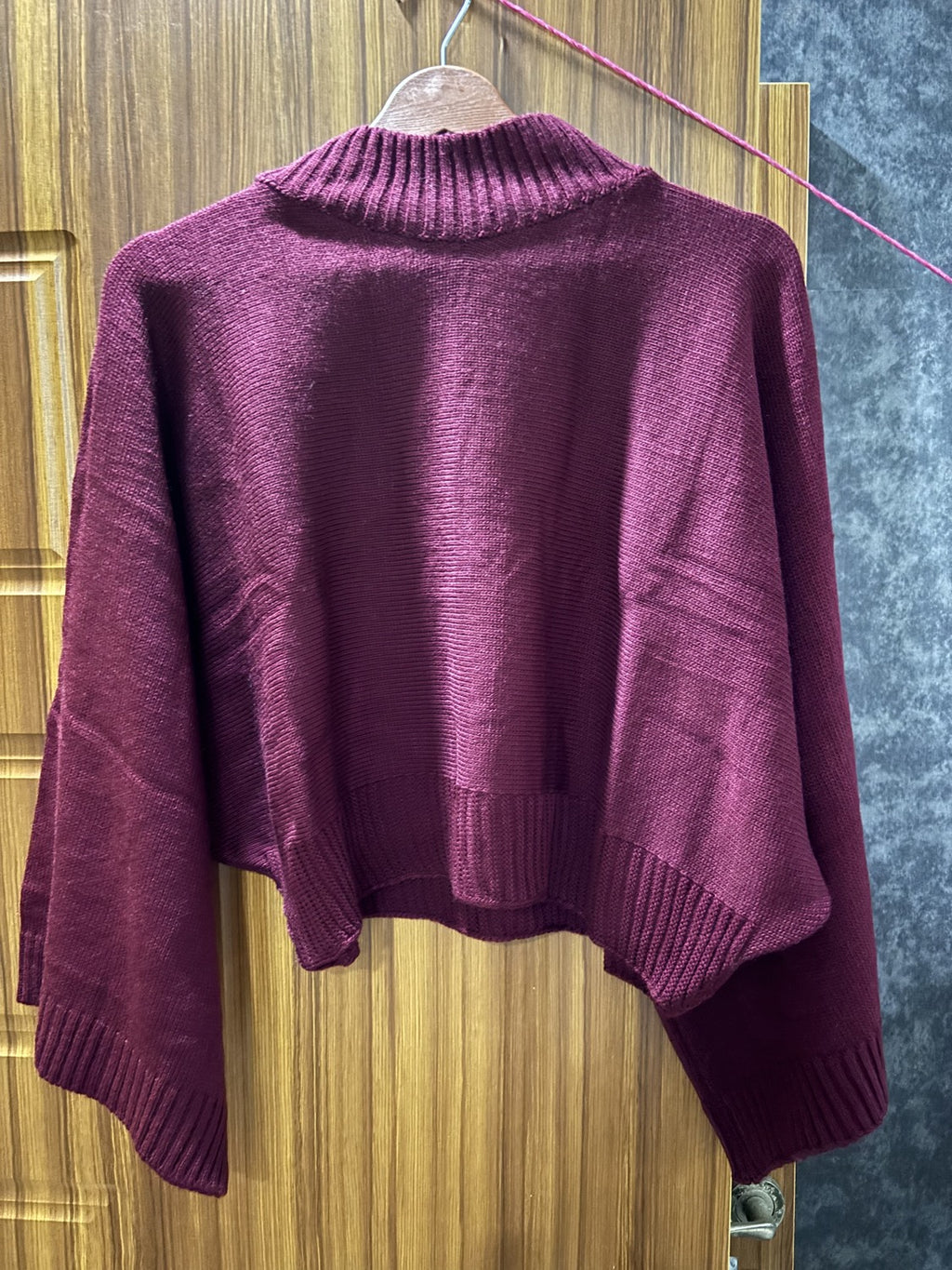 Elera Dik Yaka Triko Kazak — Bordo, ön görünüm